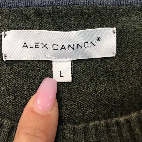 Alex Cannon Mens Green Plaid Long Sleeve Sweater Size L Crewneck - Picture 2 of 6